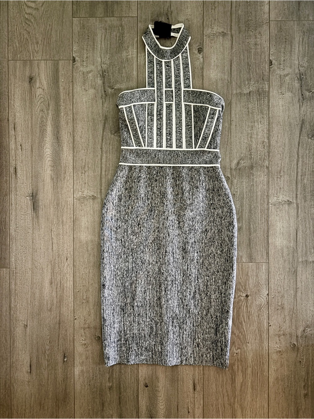 Blessed Are The Meek halter bandage midi dress